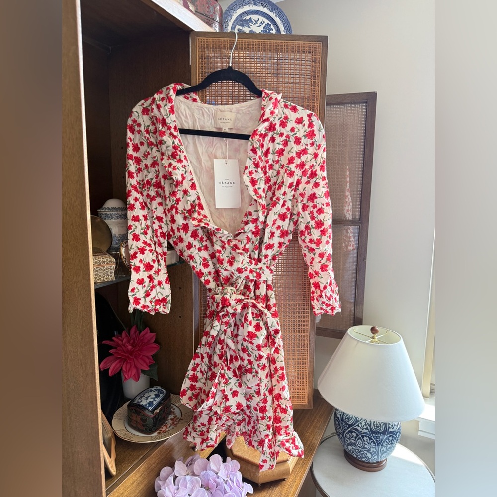 Red Floral Wrap Dress